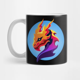 Stylised Vector Graphic Colourful Dragons Head Design Mug